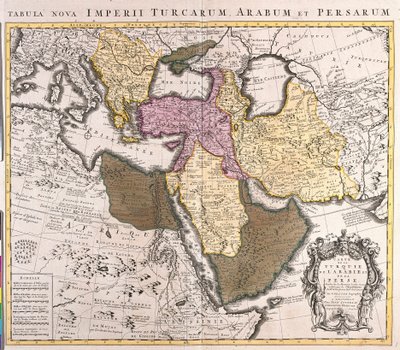 Lähi-idän kartta: Persia ja Arabian niemimaa (kaiverrus). tekijältä Guillaume Delisle