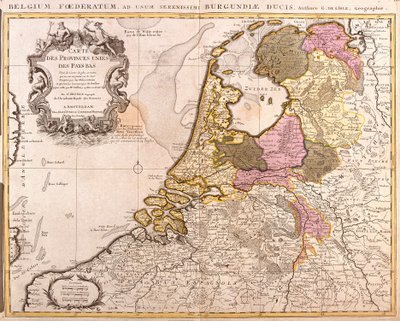 Alankomaiden yhdistyneiden provinssien kartta (etsaus tekijältä Guillaume Delisle
