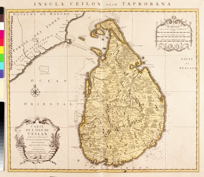 Kartta Ceylonin saaresta (Sri Lanka) (etsaus tekijältä Guillaume Delisle