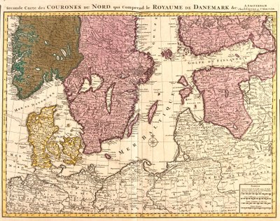 Kartta pohjoisista valtakunnista (Tanska, Ruotsi, Norja ja Suomi) (etsaus tekijältä Guillaume Delisle