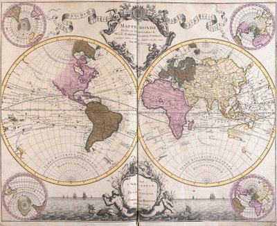 Planisphere World (etsaus tekijältä Guillaume Delisle