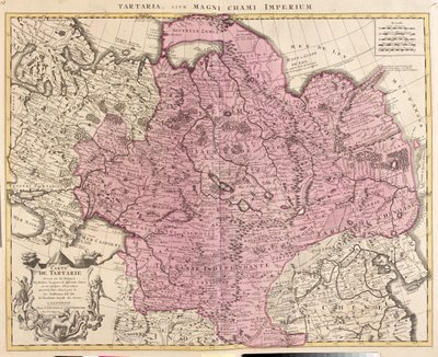 Venäjä, Kazakstan, Uzbekistan, Kirgisia, Tadžikistan, suuri osa Kiinaa (lukuun ottamatta kaakkoa), Mongolia. tekijältä Guillaume Delisle
