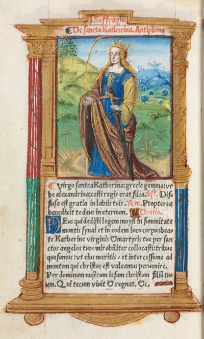 Painettu tuntikirja (Rooman käyttö): fol. 109v, Pyhä Katariina. tekijältä Guillaume Le Rouge