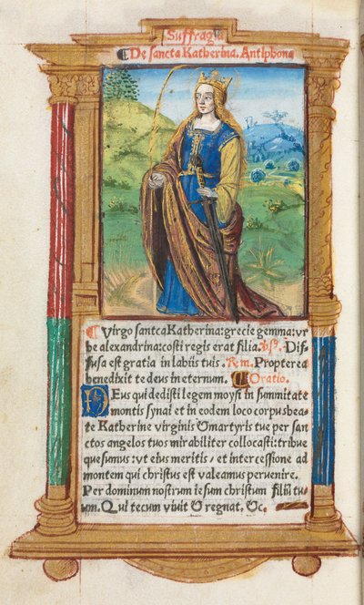 Painettu tuntikirja (Rooman käyttö): fol. 109v, Pyhä Katariina. tekijältä Guillaume Le Rouge