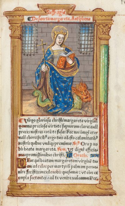 Painettu tuntikirja (Rooman käyttö): fol. 110r, Pyhä Margareta. tekijältä Guillaume Le Rouge