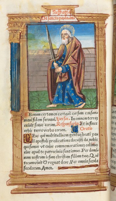 Painettu tuntikirja (Rooman käytössä): fol. 99v, Pyhä Paavali. tekijältä Guillaume Le Rouge