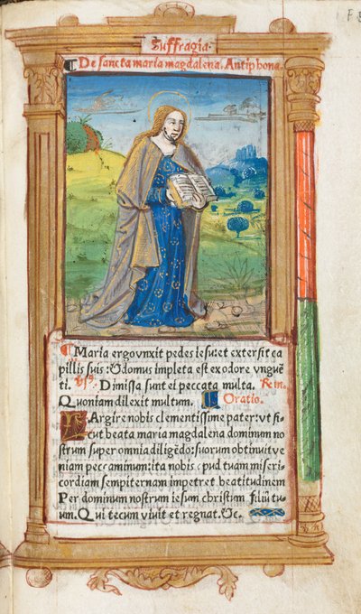 Painettu tuntikirja Rooman käyttö: fol. 109r, Maria Magdaleena, 1510. tekijältä Guillaume Le Rouge