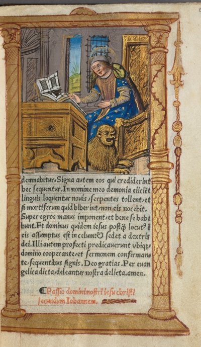 Painettu tuntikirja Rooman käyttö: fol. 20r, St. Mark, 1510. tekijältä Guillaume Le Rouge