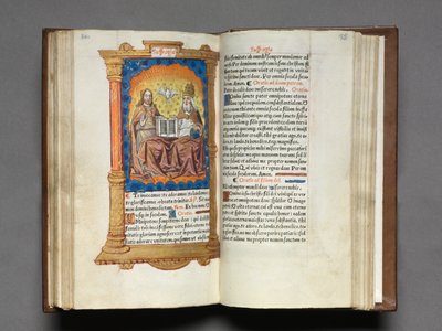 Painettu tuntikirja Rooman käyttö: fol. 95r, Kolminaisuus, 1510. tekijältä Guillaume Le Rouge