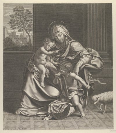 Neitsyt istuu Kristus-lapsen kanssa sylissään..., n. 1650-1704. tekijältä Guillaume Vallet