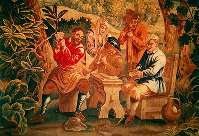 Korttipeli, yksityiskohta pelaajista, 1700-luvun alku tekijältä Guillaume Warniers