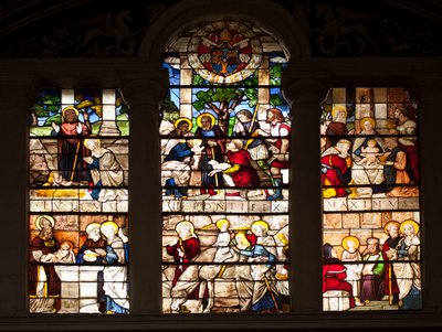 William of Marcillatin (1470-1529) jakso Jeesuksen elämästä Lasimaalaus 1509 Basilica Santa Maria del Popolon kuoro, Rooma tekijältä Guillaume de  Marcillat