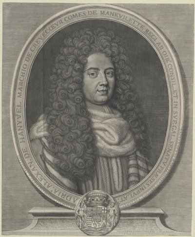 Adrien-Alexandre markiisi Comte de Manevilette Crevecoeur (painettu) tekijältä Guillelmus Vallet