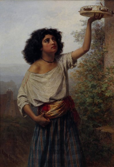 Nuori mustalainen nainen, 1870 tekijältä Gun