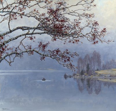 Herbststimmung am See tekijältä Gustaf Edolf Fjaestad
