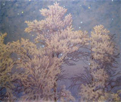 Hoar Frost and Stars (öljy laudalle) tekijältä Gustaf Edolf Fjaestad