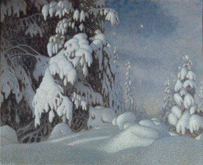 Talvikuunvalo, 1895 tekijältä Gustaf Fjaestad