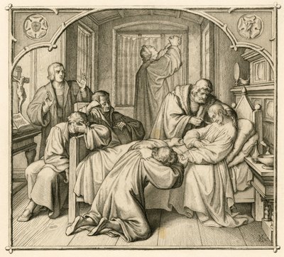 Lutherin ystävä Philipp (Philippe, Philippus) Melanchthon (1497-1560) on hyvin sairas ja siksi Luther rukoilee paranemista tekijältä Gustav Ferdinand Leopold Konig