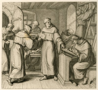 Martti Luther Augustiner-luostarin kenraalivikaarina. Kuvitus: "" Dr. Martin Luther saksalainen uskonpuhdistaja "" , kuvittanut Gustav Koenig, julkaisija Rudolf Besser, Gotha tekijältä Gustav Ferdinand Leopold Konig
