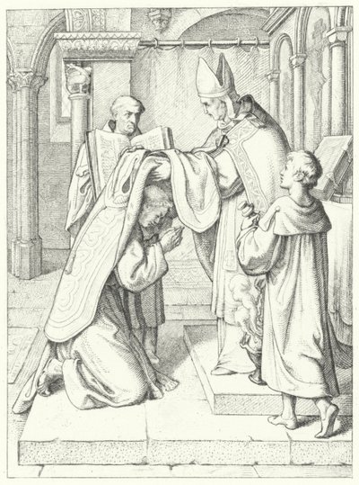 Brandenburgin piispa Jerome Scultetus asetti Martin Lutherin papiksi Erfurtin katedraalissa 3. huhtikuuta 1507 tekijältä Gustav Ferdinand Leopold Konig