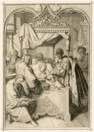 Martti Luther on hyvin sairas, vaaliruhtinas Johann Friedrich (Johann Frederic Ier de Saxe tekijältä Gustav Ferdinand Leopold Konig