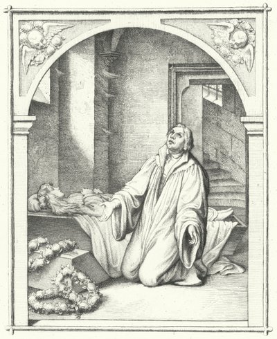 Martti Luther tyttärensä Magdalenan ruumiin kanssa, 1542 tekijältä Gustav Ferdinand Leopold Konig