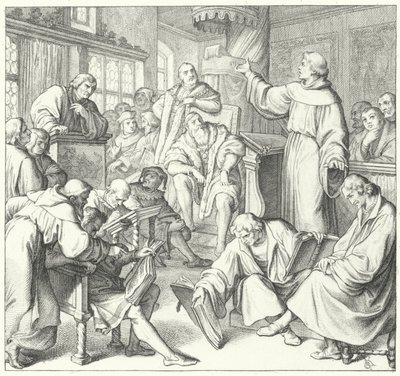 Leipzigin keskustelu, Andreas Karlstadt, Johann Eck ja Martin Luther, 1519 tekijältä Gustav Ferdinand Leopold Konig