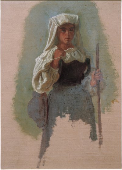 Italialainen nainen kepin kanssa tekijältä Gustav Jakob Canton