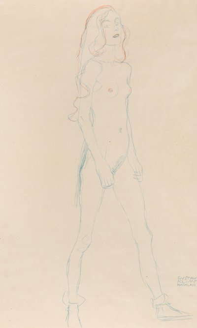 Alaston nuori tyttö, c. 1917. tekijältä Gustav Klimt
