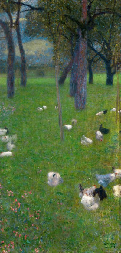 Sateen jälkeen Puutarha kanojen kanssa St. Agathassa, 1898 tekijältä Gustav Klimt