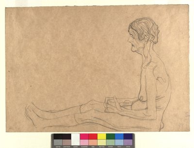 Aktstudie einer sitzenden alten Frau tekijältä Gustav Klimt