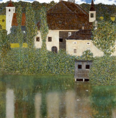Linna Atter-järvellä, Castle Unterrach Attersee-joella 1908 tekijältä Gustav Klimt