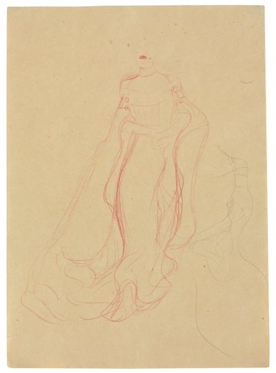 Pukututkimus, kädet yhteenlyötyinä, oikean puolen toisto, n.1903-04 (värillinen vahaliitu ja lyijykynä vahapaperille). tekijältä Gustav Klimt