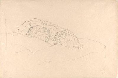 Käpristynyt tyttö sängyllä tekijältä Gustav Klimt