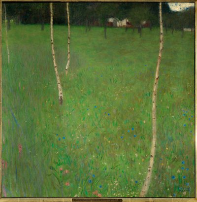 Maalaistalo koivujen kanssa tekijältä Gustav Klimt