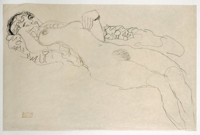 Nainen alasti kääntyi vasemmalle tekijältä Gustav Klimt
