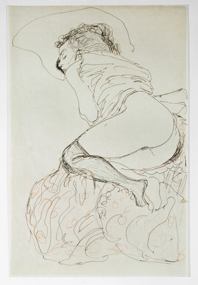 Nainen alasti, kääntynyt vasemmalle tekijältä Gustav Klimt