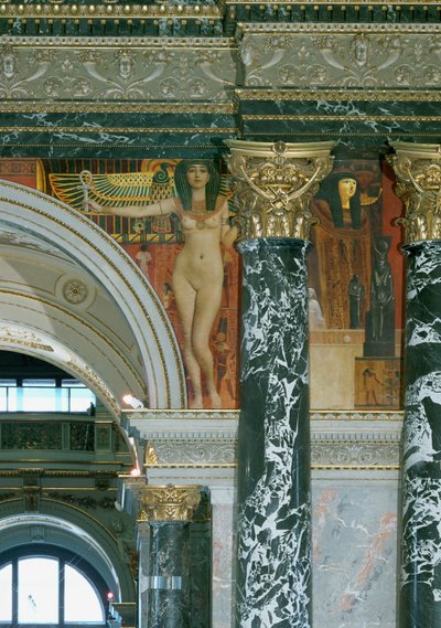 Fresko Wienin Kunsthistorisches Museumissa, Egyptin taide, yksityiskohta n.1891 (fresko). tekijältä Gustav Klimt