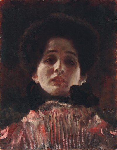 Naisen koko kasvokuva; Damenbildnis en face, n. 1898 tekijältä Gustav Klimt