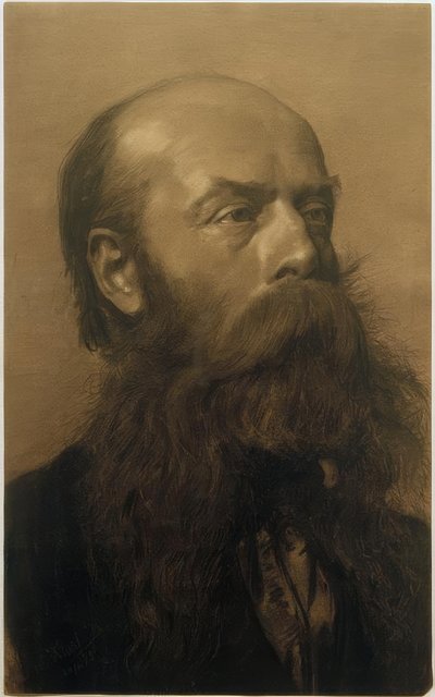 Kopf eines bärtigen Mannes im Dreiviertelprofil nach rechts tekijältä Gustav Klimt