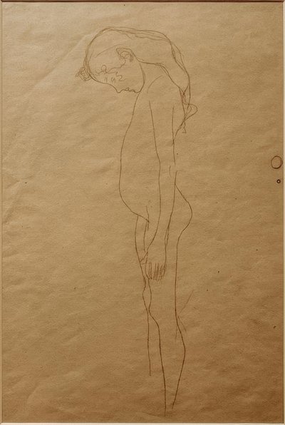 Alaston tyttö, jonka pää on laskettu vasemmalle päin tekijältä Gustav Klimt