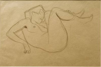 Mit angezogenen Schenkeln kauernder Mädchenak (Opiskelu) tekijältä Gustav Klimt