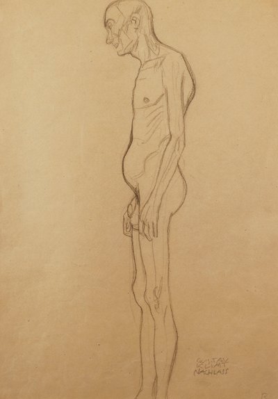 Alaston miehet; alaston mies vasemmalla, tekijältä Gustav Klimt