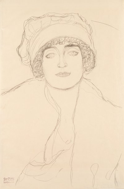 Muotokuva hatussa, 1917-118 tekijältä Gustav Klimt