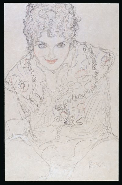 Muotokuva oikea käsi leuassa, n. 1917-1918 tekijältä Gustav Klimt
