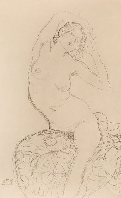 Istuva alaston, noin 1914-1916. tekijältä Gustav Klimt