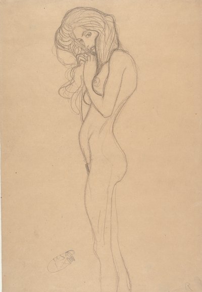 Seisovan naisen alastontutkistelu Beethoven-friisille, 1901. tekijältä Gustav Klimt
