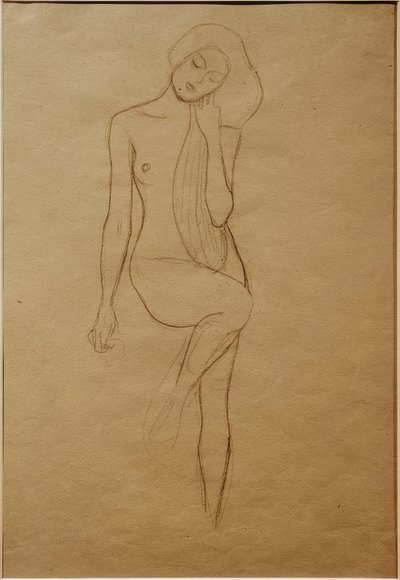 Seisova nainen alaston oikealla jalalla tekijältä Gustav Klimt