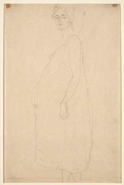Tutkimus pukeutuneesta raskaana olevasta naisesta, n.1915-16 (lyijykynä simili Japan paperille) tekijältä Gustav Klimt