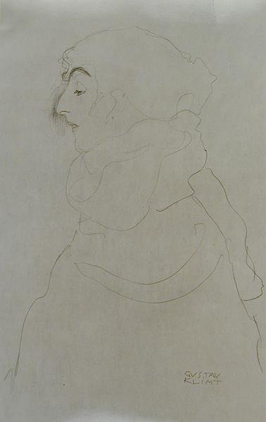 Nainen profiilissa, n. 1904-06 (kynä paperille) (m/v valokuva) tekijältä Gustav Klimt